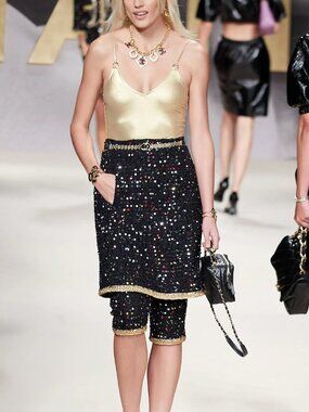 Chanel 22S Chain-Link Metallic One-Piece Bathing Suit